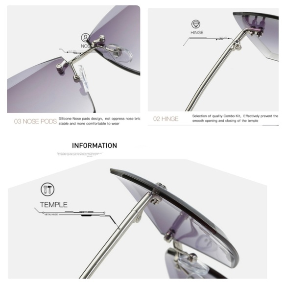 (LAST 1)⚘Yellow Square Rimless Sunglasses - Picture 4 of 8